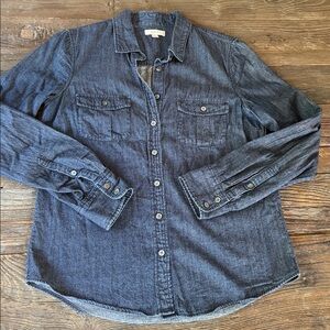 J Crew dark was denim button down shirt EUC size 7